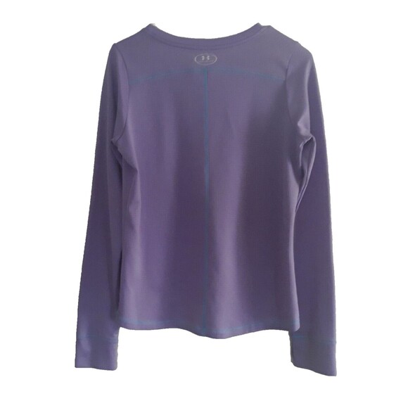 Under Armour All Season Gear Top Junior YXL Purple Blue Stitch Logo Thumb Hole - Picture 2 of 11